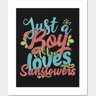 Just A Boy Who Loves Sunflowers Gift product Posters and Art